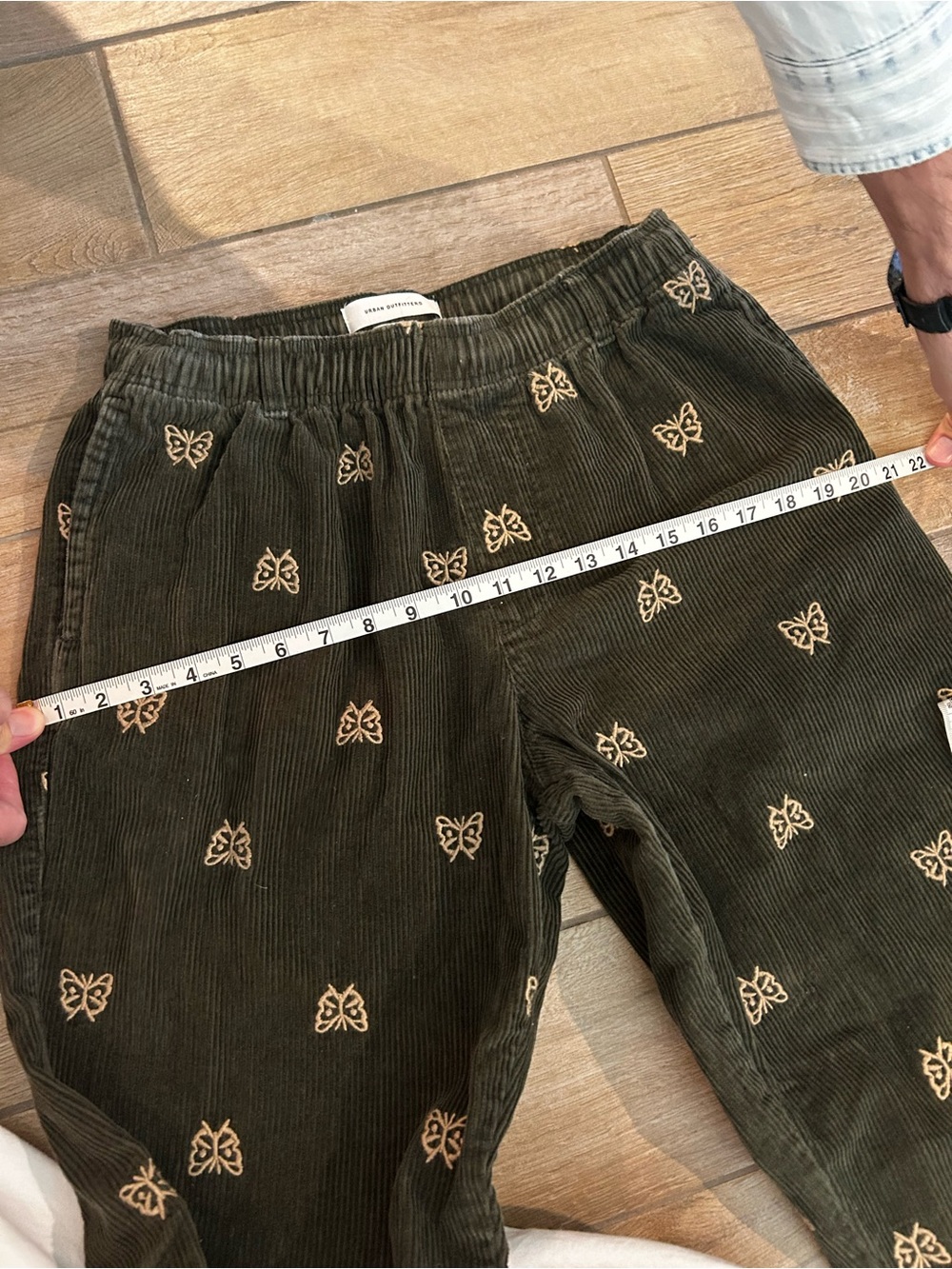 Urban Outfitters Olive Green Corduroy Drawstring pants with Embroidered insects - Picture 6 of 7